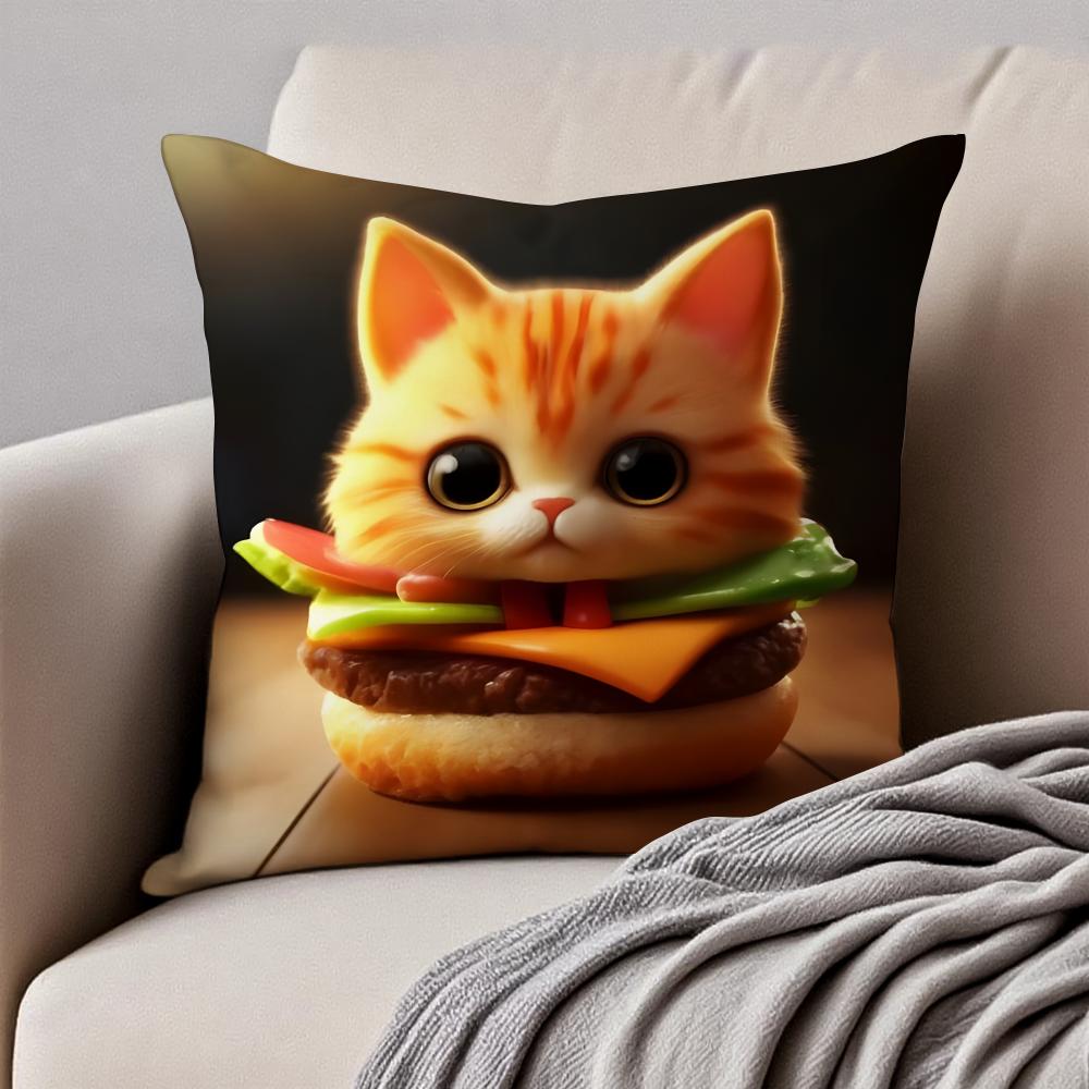 Funny italian brainrot create animals Cushion Cover Pillowcase Antidustmite Invisible Zipper Short Plush Sofa Cushion