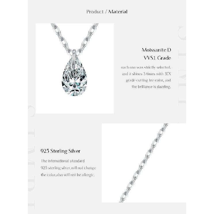 MODIAN Water Drop Moissanite Necklace 925 Sterling Silver Simple Link Chain Fashion Pendant Necklace For Women Fine Jewelry