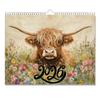 2026 Календарь с изображением скота в стиле искусства Сельская коттеджная настенная декорация и месячный планировщик, Календарь с изображением скота в стиле искусства на 2026 год в шотландском искусстве,