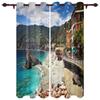 Windows Sea Beach Blue Sky White Clouds Luxury Home Curtains Modern Home Supplies Living Room Bedroom Custom Curtains