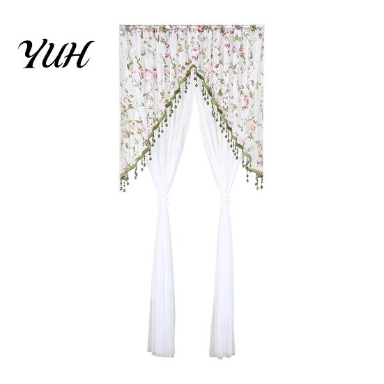 Sheer Privacy Curtain for Bedroom Lace Door Curtain, Embroidered Floral Doorway with Beads, Practical Housewarming Gift Idea Rod Pocket Room