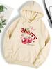 100% Natural Cherry Fruit Printing Women Hoody Pocket Y2K Hoodies Hip Hop Loose Pullover Casual Fleece Comfortable Clothes