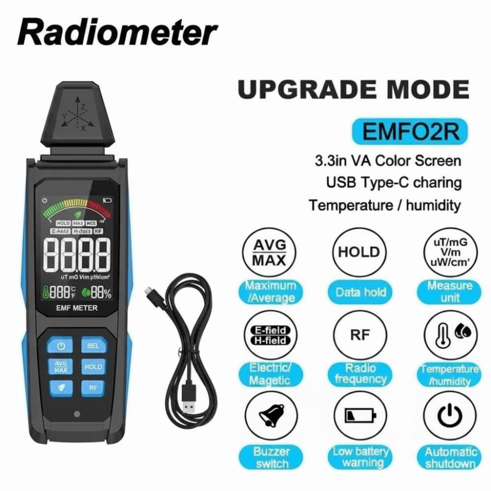 High Precision Electromagnetic Field Radiation Tester 30Mhz-8GHz EMF Gauss Meter  Household
