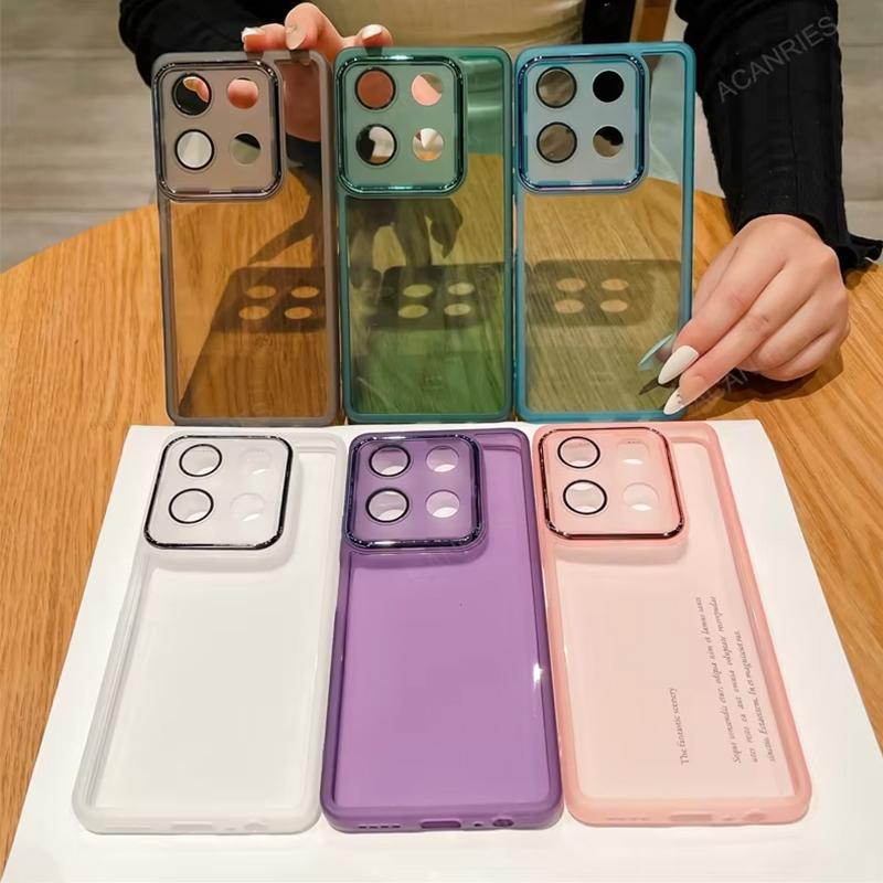 Transparent Silicone Case For Xiaomi Redmi Note 13 Pro 13R 12 11 10 11S 10S 9 8 Redmi A3 A1 13 13C 12 12C 10C 9C 9A 9T With Glass Lens Film Protection