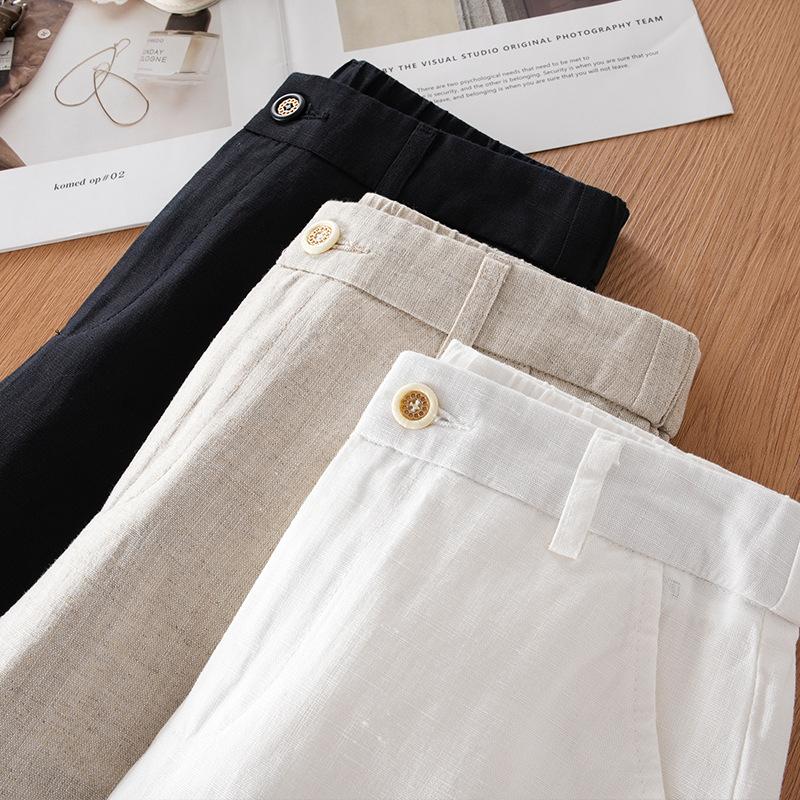 Linen elastic waist wide-leg pants women's summer 1116 new fashion high waist loose breathable cotton and linen casual straight-leg pants