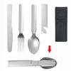 4 In 1 Outdoor Multi-functional Dinnerware Portable Stainless Steel Spoon Knife Fork Cutlery Set For Camping Hiking Picnic Supplies.