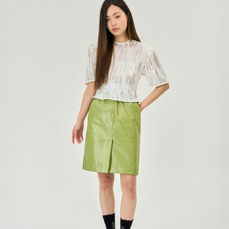 MONTH IN MONTH OUT silver clover glitter socks _ BLACK&SILVER