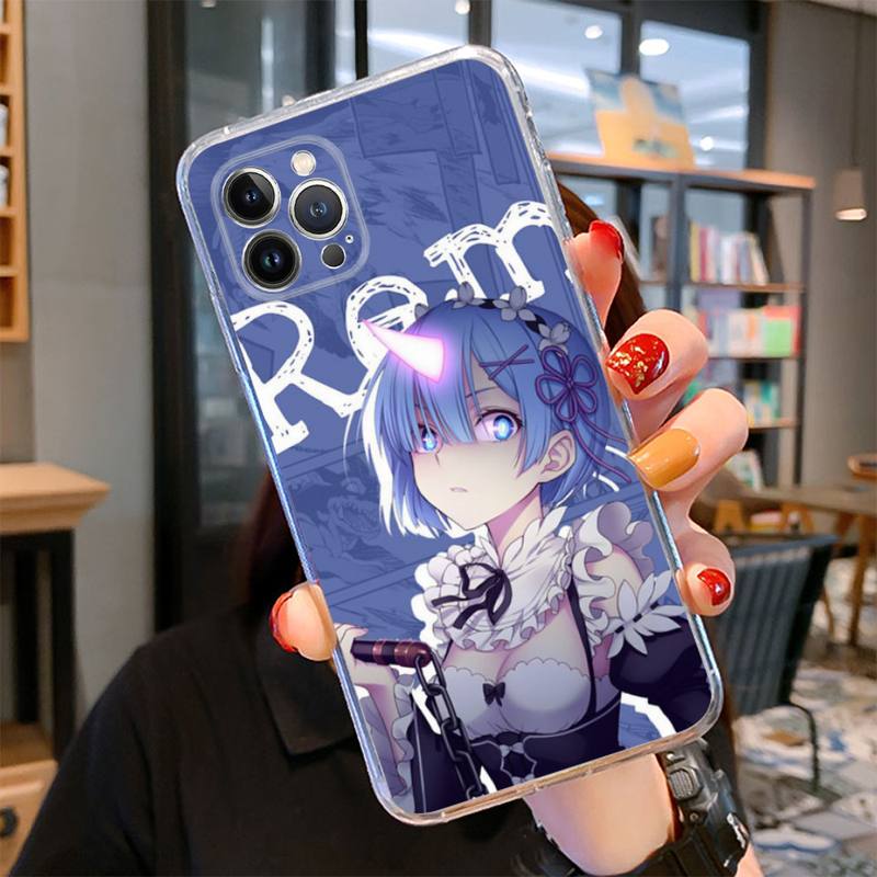Чехол для телефона RE ZERO Ram Rem с аниме для iPhone 14 13 12 11 Pro Max XS X XR SE 2020 6 7 8 Plus Mini Transparent Shell