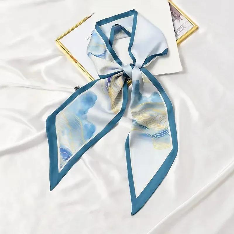 Luxury Design Zebra In Flowers Women Scarf Luxury Silk Scarf Fashion Hair Headband Foulard Skinny Bag Scarves Neckerchief Lady