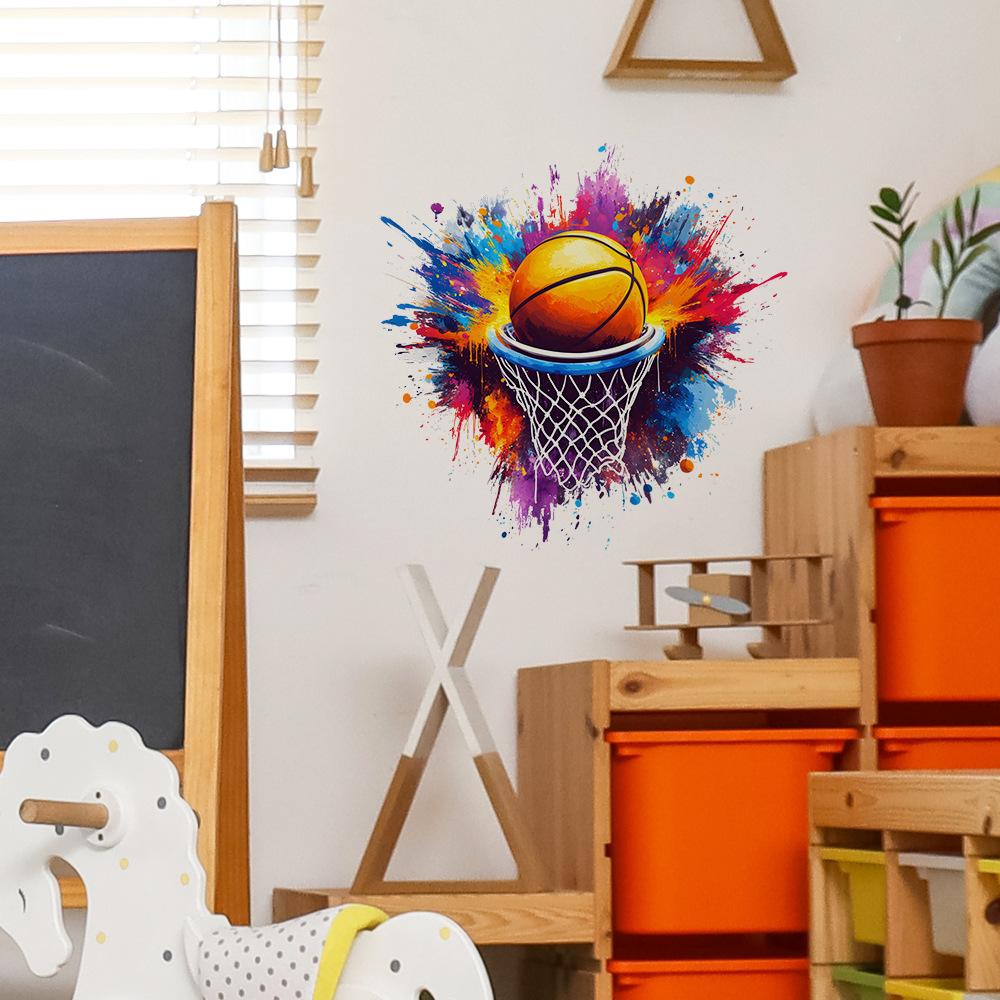 Раскрашенные Краской Баскетбольные Корзины Спальня Гостиная Украшение Дома Наклейки на Стену
