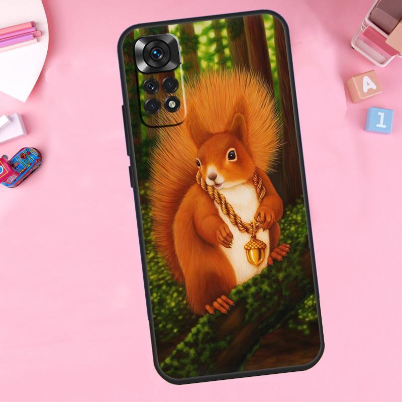 Мультяшная белка Для Xiaomi Redmi Note 14 10 11 12 13 15 Pro Plus Чехол для телефона Для Redmi 15 15C 14C 12C 10C 13C