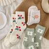 Flower Strawberry Coral Fleece Socks Thickened Warm Socks Women Cute Floor Plush Socks Autumn