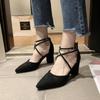 Fashion Women's Sexy Fashion High Heels with Pointed Toe and Thick Heels with Buckle Straps