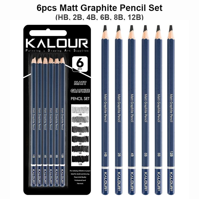 Kalour Aquarelle/Matt Graphite Pencil 8/6pcs Set Multiple Hardness Break-Resistant Sketching Pencils Kit Artist Art Supplies