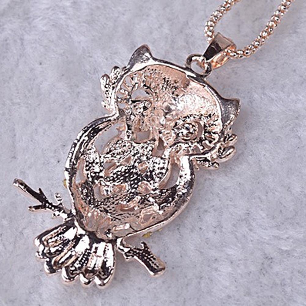 Дамы кристалл горный хрусталь опал кулон сова ожерелье длинная цепочка модные украшения