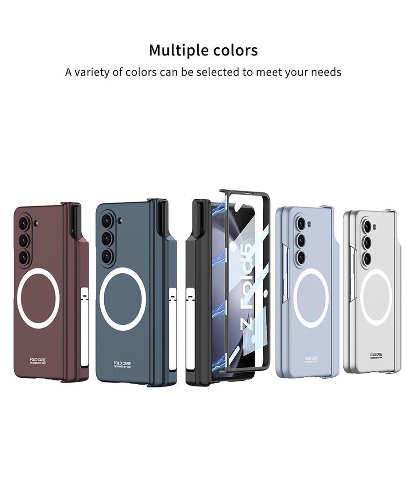 Магнитный чехол для беспроводной зарядки Samsung Z Fold 5 - Полное покрытие, Креативный дизайн, с подставкой