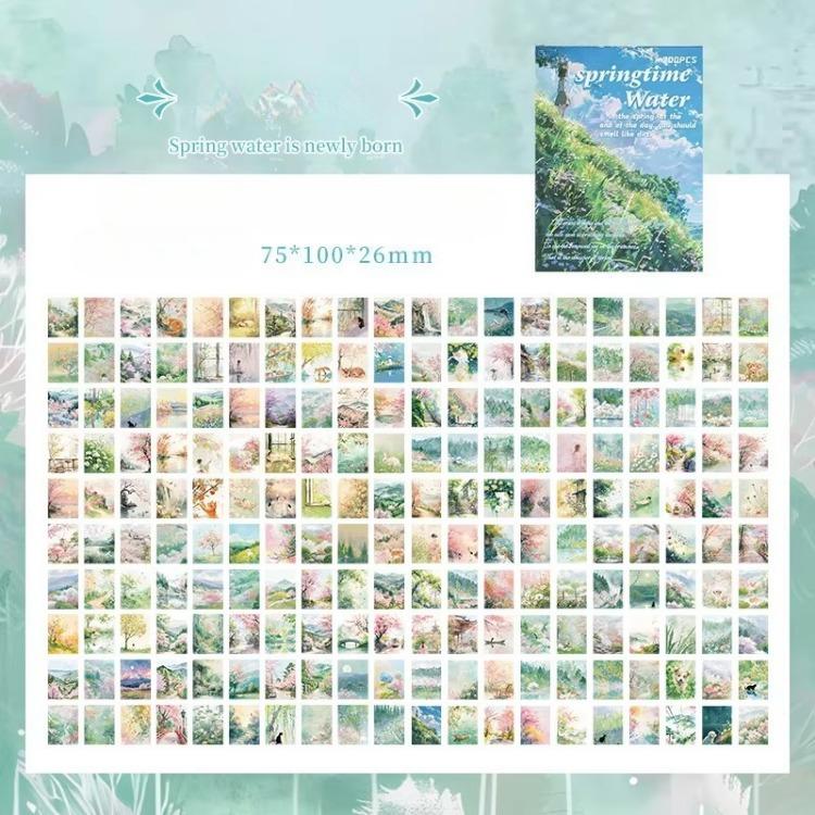 200 листов Four Seasons Landscape Material Paper Decor Дневник Альбом Материал для скрапбукинга Фоновая бумага Ненужная бумага Принадлежности для журналов