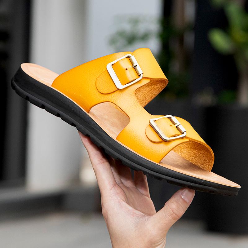 Beach Cool Leather Men Slippers Summer Brand Hot Sale Fashion Man Designer Simple Light Comfortable Outdoor Handmade Slippers