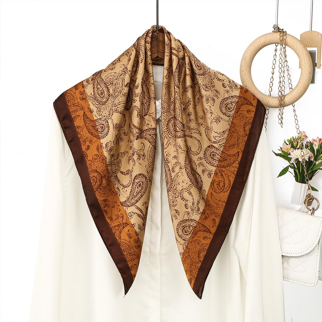 67*67cm Paisley Satin Silk Square Scarf Woman Fashion Kerchief Neck Head/Hair Scarves Bandana Handkerchief Printed Headscarf