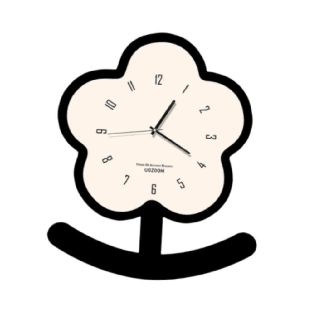 Non-slip Small Flower Pendulum Clock Ornament Tabletop Statue Clock Wood Desk Clock  Bedside