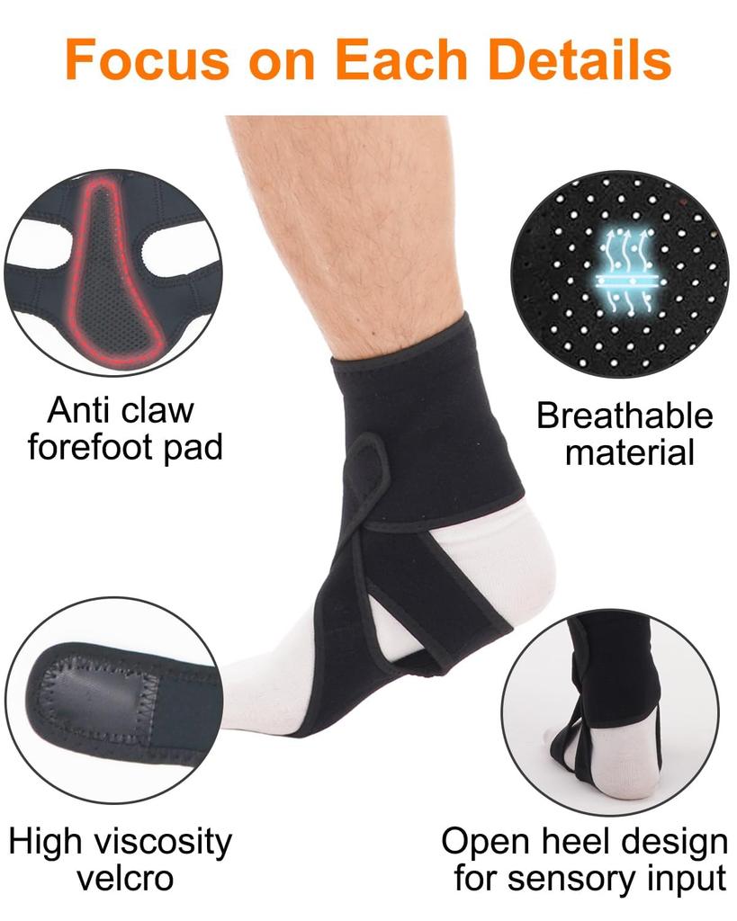LITATA Foot Drop Orthotic Drop Foot Breathable Adjustable Ankle Black Support, Brace, Neoprene, Brace, (LEFT)