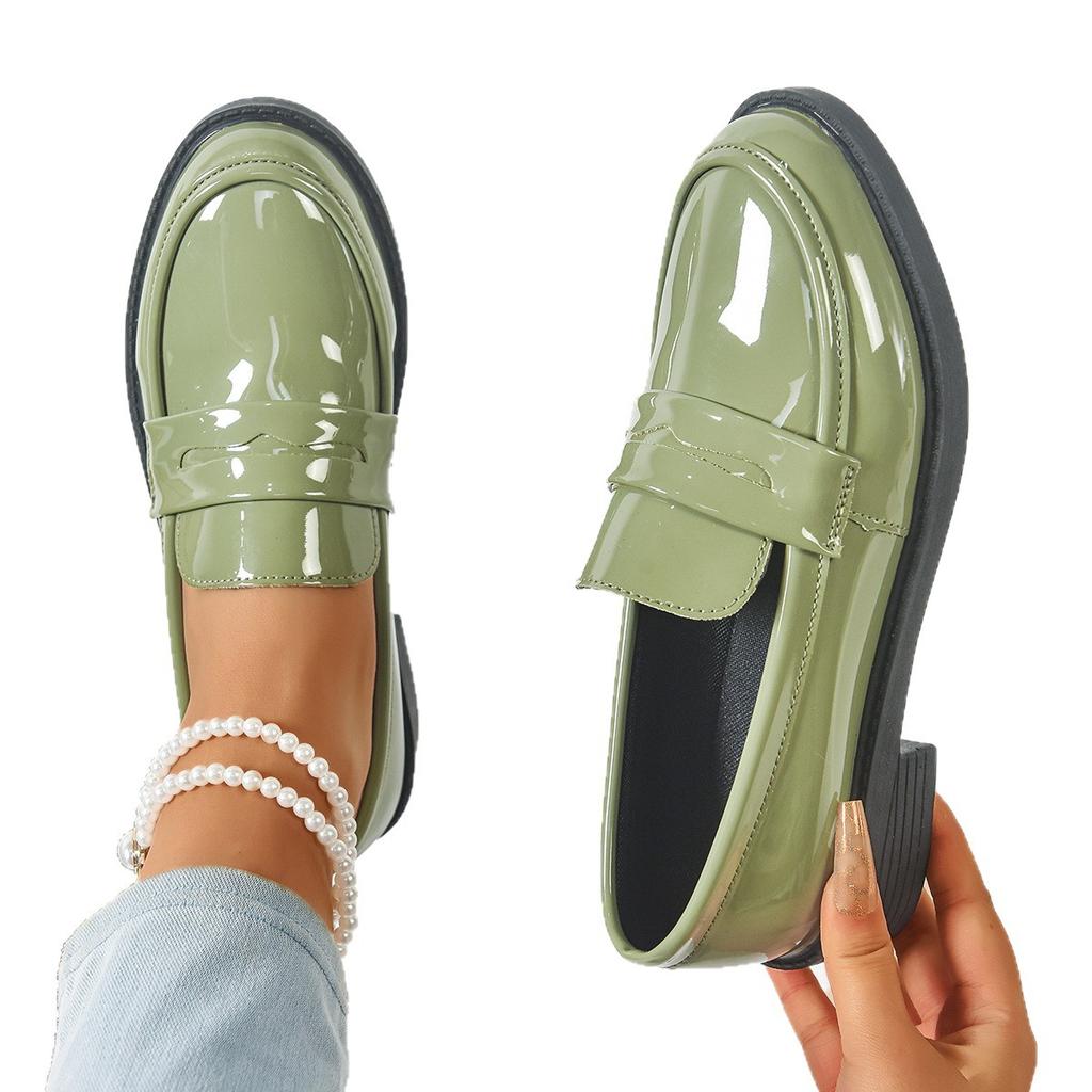 Весна и лето 2025 года японские ретро универсальные лоферы квадратный носок толстая подошва увеличивающие рост британский стиль маленькие кожаные туфли женские студенческие одинарные