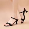 Women Fashion Black Comfort Summer Hollow Open Toe Square Heel Shoes Lady Spring Buckle Strap Open Toe Heels A9511