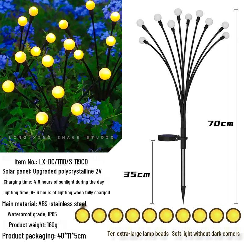 Romantic Solar Firefly String Lights for Outdoor Lawn, Garden, Courtyard, B&B, and Restaurant Decor