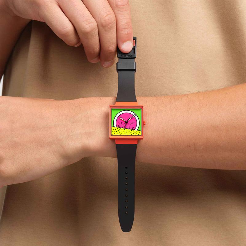 Swatch Кварцевый механизм 20 метров водонепроницаемость Унисекс Швейцарские часы 41,8*33,25 мм Зеленый циферблат Биокерамический корпус Ремешок из биоисточника SO34Z101