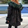 Women's Faux-Fur Shaggy Winter Coat Long Sleeve Open Front Outwear Fishtail Hooded Jacket