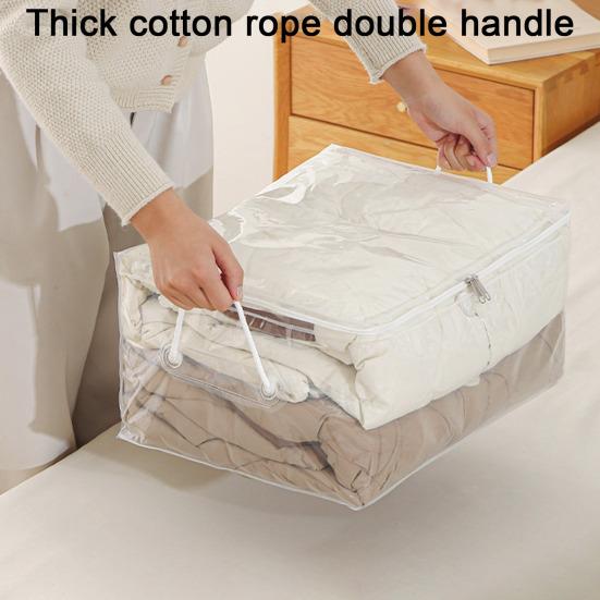 Quilt Storage Bag with Double Zippers Large Capacity Transparent Design Waterproof Easy To Clean Reusable Moisture-proof Storage Bag