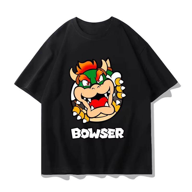 Super Mario Bowser T-shirt, Unisex Summer Y2K Style Pure Cotton Breathable Anime Short Sleeve Streetwear T-Shirt