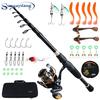 Fishing Rods Reel Line Combos with 13+1 BB Telescopic Fishing Rods and Carp Fishing Reel Set