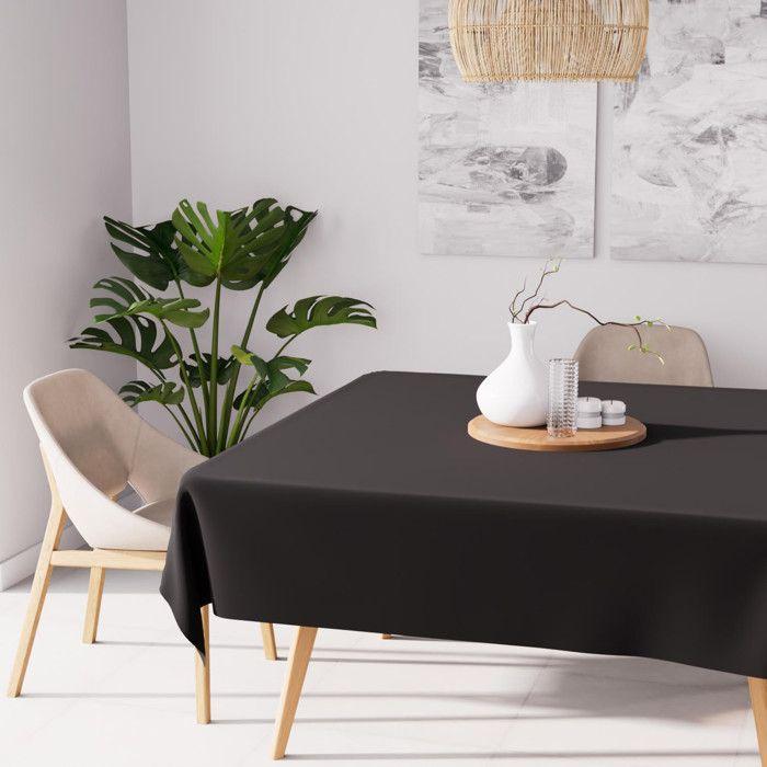 ALIX Black Square Stain-resistant Tablecloth 140X140 Cm, by Soleil D'ocre