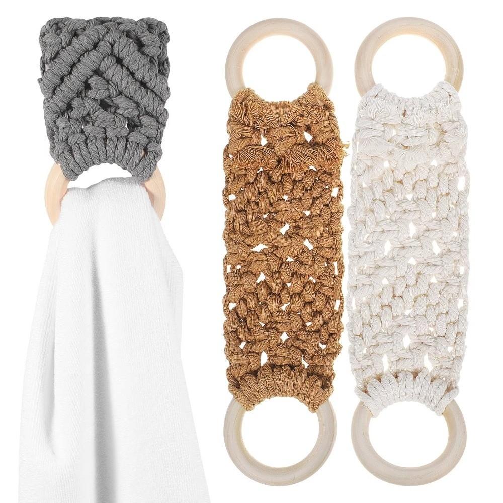 Boho Style Hand Towel Hanger Wooden Ring Towel Ring Holder New Macrame Towel Holder  Bathroom