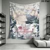 Rose And Champagne Anime Wall Tapestry Aesthetic Wall Hanging Printed Fabric Blanket Decorative Tapestries for Bedroom Living Room Home Decor