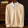 Men's Women's High Quality Autumn Winter Clothing Pullover V-Neck Long Sleeve Tops Blouse Formal Undershirts For Men