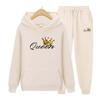Tracksuit 2 Pieces Set Unisex Women Queen Print Sweatshirt Sport Suit Hoodies Fleece Sweatshirt+Pants Suit Hoodie Sportswear Jogging