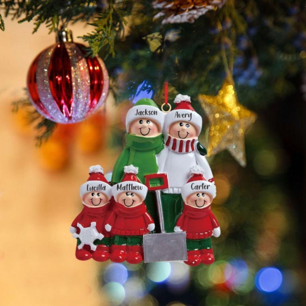 Цветная роспись Семейные Рождественские подвески из смолы Украшения для рождественской елки Рождество