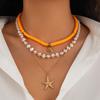 Beach Style Ocean Shell Beaded Necklace Baroque Faux Pearl Starfish Collar Chain