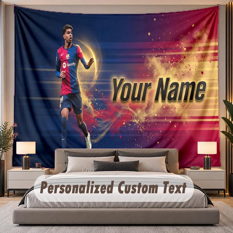 Custom Name Text Tapestry Lamine Yamal Personalized Polyester Wall Tapestry For Bedroom And Room