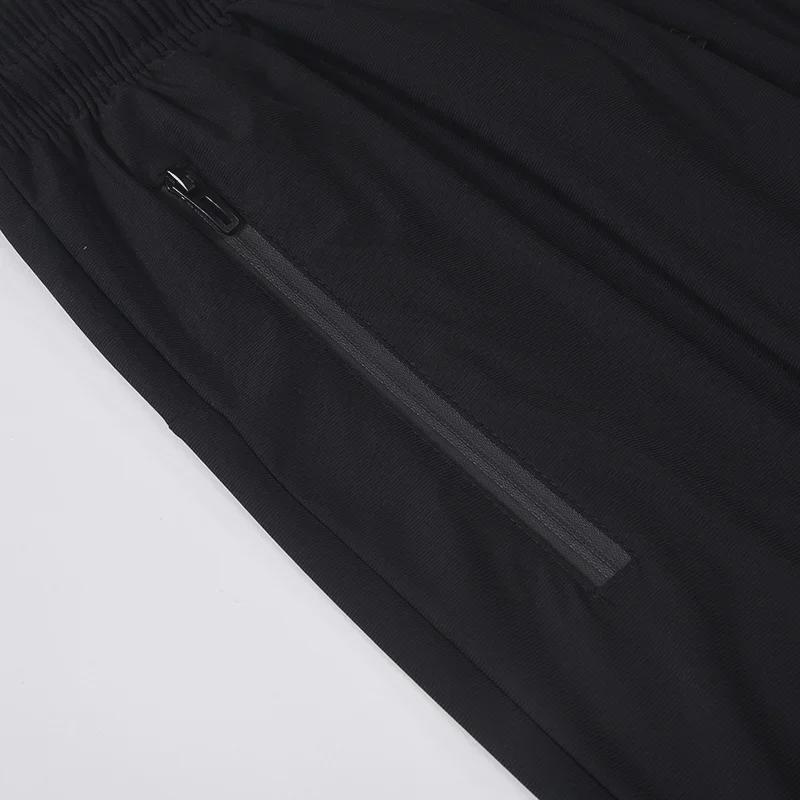 Мужские брюки Ice Silk с эластичным поясом и застежкой-молнией — однотонные, повседневные спортивные, длина девять точек, летняя одежда.