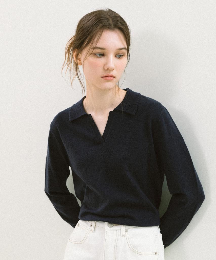 YUPPE Frill Collar Knit_Navy