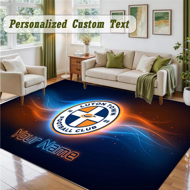 Crystal Velvet Square Rug Custom NameLuton Town Pattern Non Slip Home Floor Decor Rug