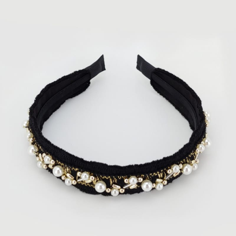 Этническая повязка для волос LALA Pearl - Черная