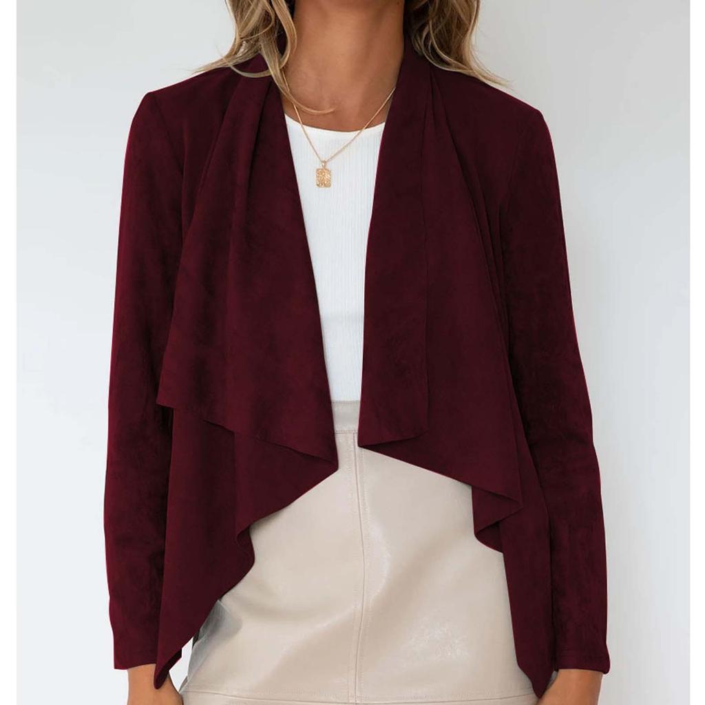 Women's Casual Solid Color Imitation Deer Long Sleeved Jacket, Fashionable Loose Jacket