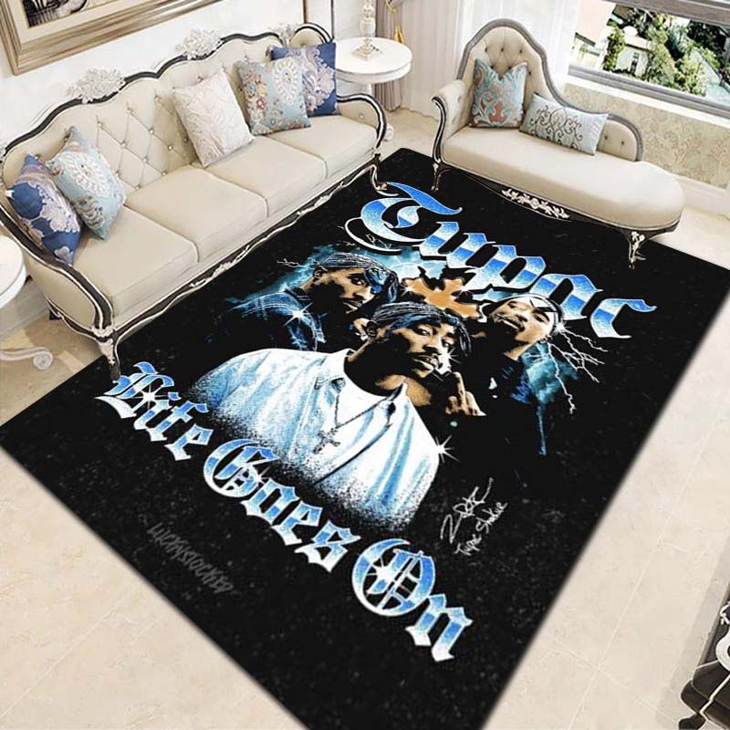 Hip Hop Rapper Legend Print Area Rug Non Slip Floor Mat Vintage Portrait Carpet For Living Room Bedroom Home Decor Fans Gift