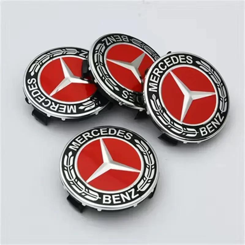 Car Sticker For Benz New 4 Pieces/Set 75mm For Mercedes Benz AMG W203 W206 W220 W205 W211 W212 Car Wheel Center Hub Caps Benz Em