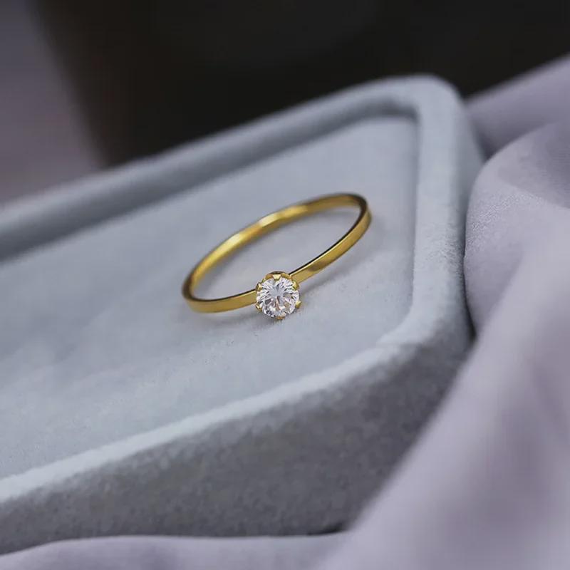 Trendy Gold Titanium Steel Diamond Ring: Minimalist Japanese-Korean Design