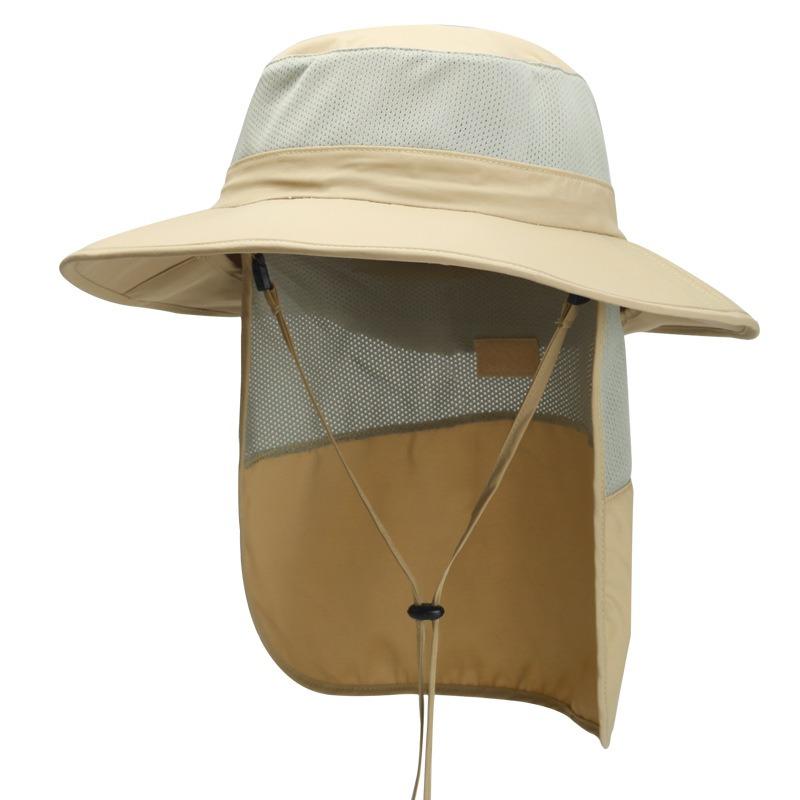 Outdoor sun hat Children's quick-drying breathable eaves sun protection bucket hat can store neck protection shawl hat